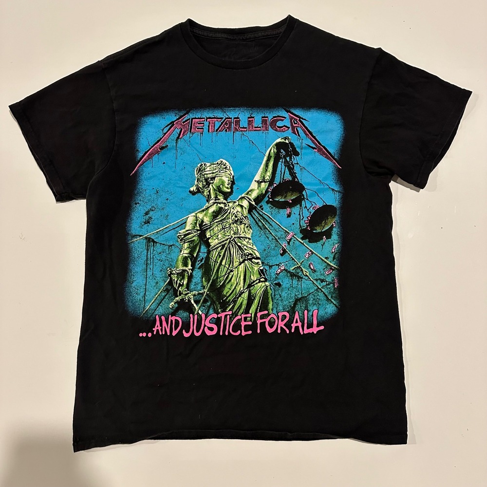 Metallica Black T-Shirt And‎ Justice For All Graphic Print Band Tee